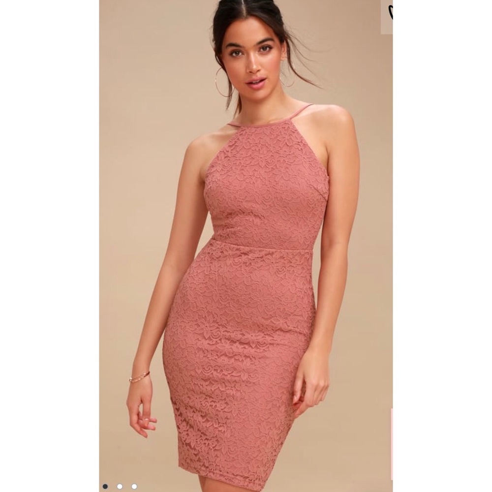 Lulus Magic of Love Rusty Rose Lace Bodycon Dress